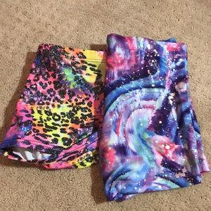 galaxy sparkle and rainbow sparkle booty shorts